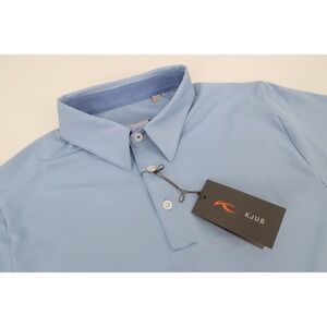 KJUS Soren Solid Polo Mens 52 L Light Blue Short Sleeve Golf Shirt MG60-H10 NEW